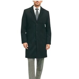Brooks Brothers Loro Piana Storm System Wool Overcoat Black 40R Italian Fabric